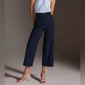 Anthropologie The Colette Cropped Wide Leg Pants Navy